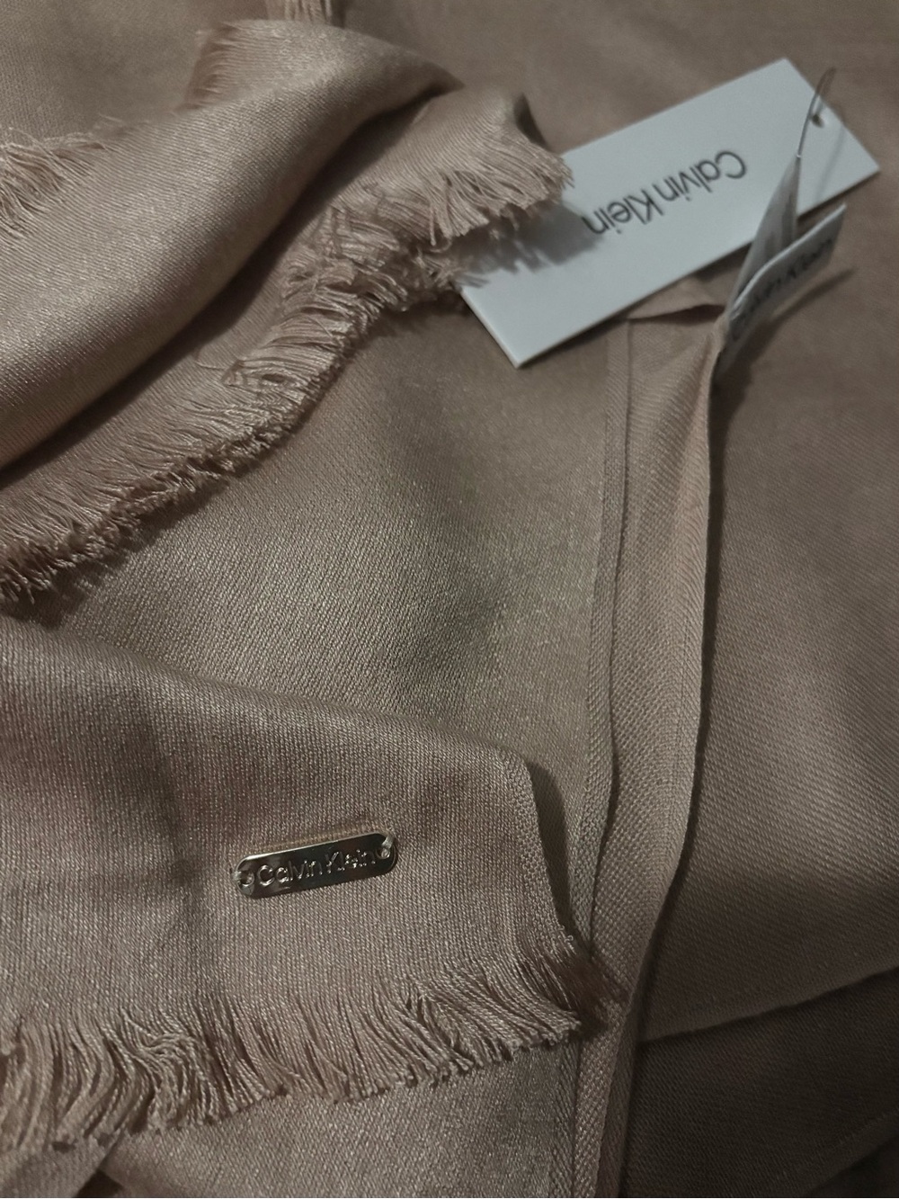 Calvin Klein Soft Lightweight Viscose Wrap Scarf Beige Tan - New